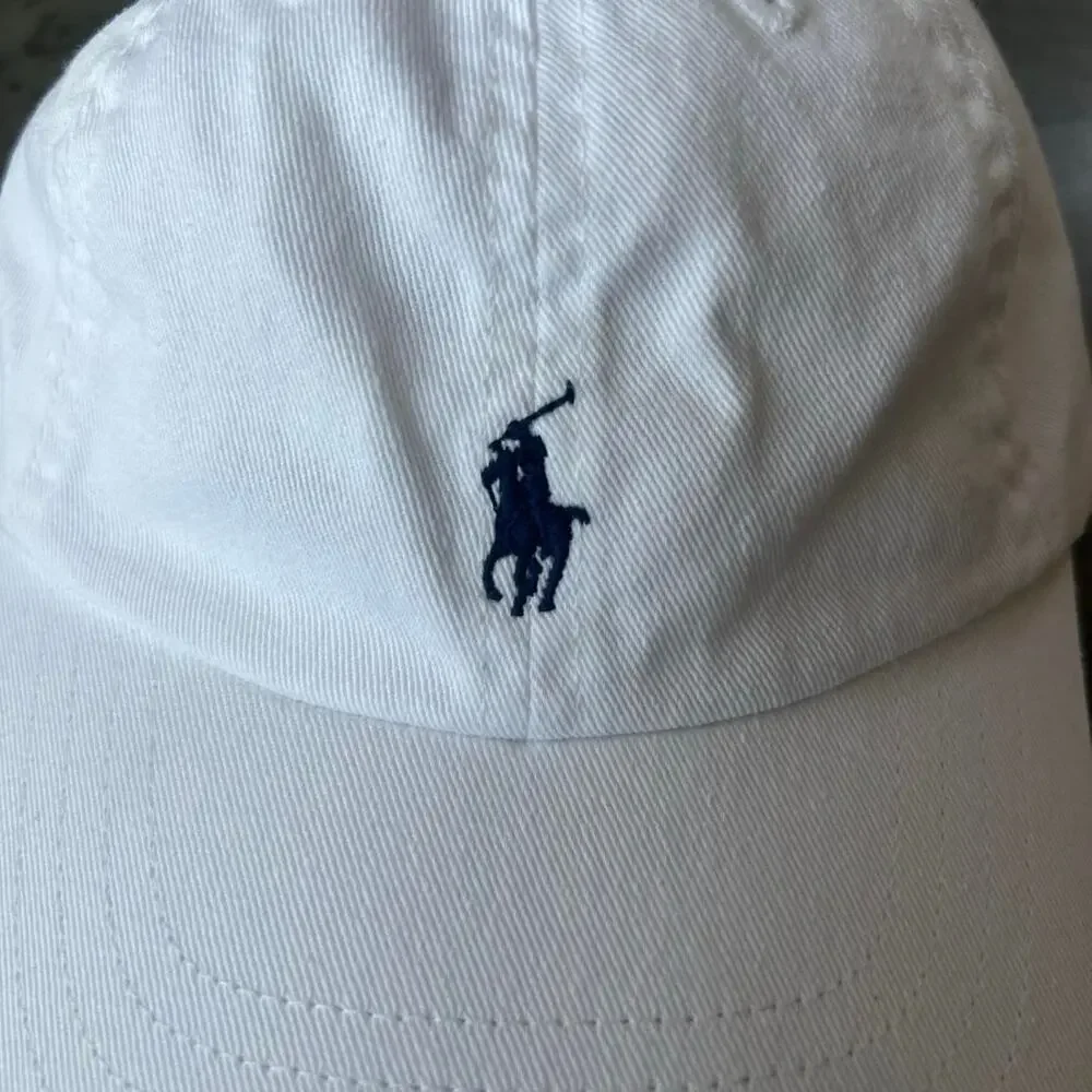 Polo Ralph Lauren Toddler Hat 12-24M White Cotton Baseball Cap Navy Pony Logo